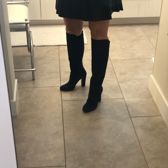 Vince Camuto knee blue suede back zipper sz 37 - Picture 10 of 11